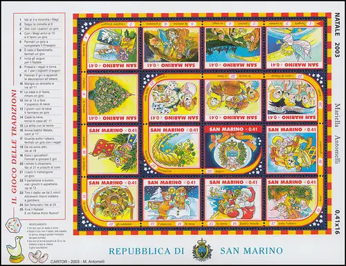 Saint-Marin 2120-2135 Noël 2003 - Bogen de compression ** / MNH