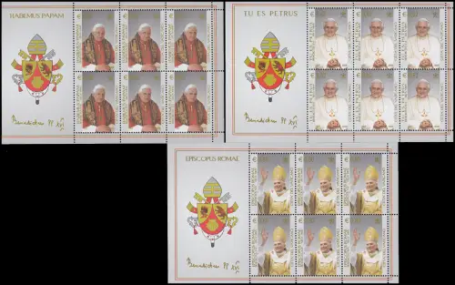 Vatikan 1517-1519 Wahl von Papst Benedikt XVI. 2005 - Kleinbogen-Satz ** / MNH