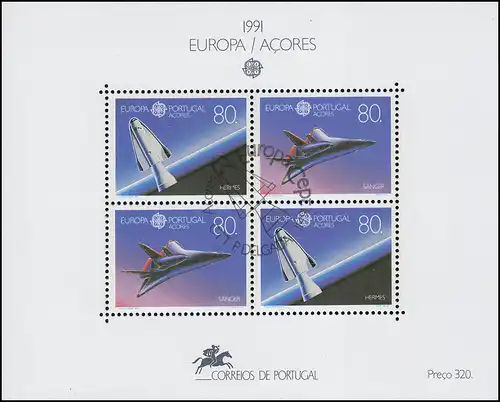 Portugal-Azoren Block 12 Europaunion CEPT Europäische Weltraumfahrt ESSt DELGADA