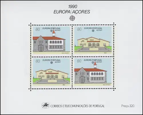 Portugal-Azoren Block 11 Europaunion CEPT Postalische Einrichtungen, ** / MNH