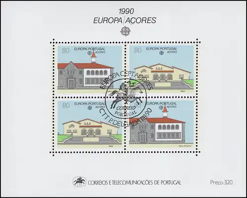 Portugal-Açores Bloc 11 Union européenne CEPT Institutions postales ESSt DELGADA