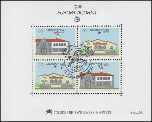 Portugal-Azoren Block 11 Europaunion CEPT Postalische Einrichtungen ESSt DELGADA