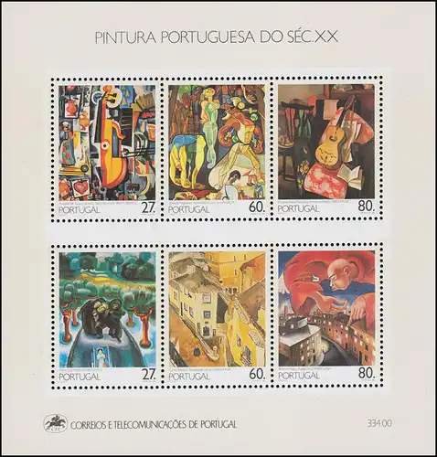 Portugal Block 62 Gemälde des 20 Jahrhunderts 1988, ** / MNH