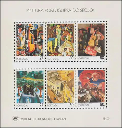 Portugal bloc 62 peintures du 20ème siècle 1988, ** / MNH