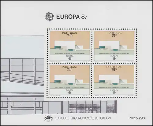 Portugal Bloc 54 Union européenne CEPT Architecture moderne 1987, ** / MNH