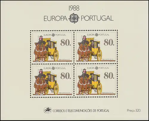 Portugal bloc 57 Union européenne CEPT 1988 avec 4 fois 1754b, ** / MNH