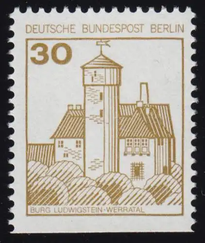 534D Burgen und Schlösser 30 Pf Ludwigstein, alte Fluoreszenz, ** postfrisch