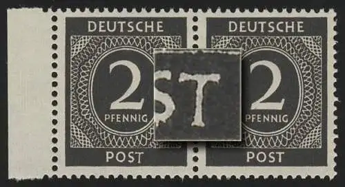 912I 2 Pf. mit PLF T von POST dünn und tiefstehend, **