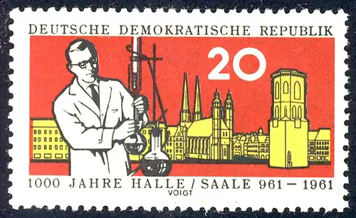 834 1000 ans Hall/Saale 20 Pf ** post-fraîchissement