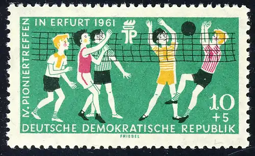 827 Pioniertreffen Volleyball 10+5 Pf ** postfrisch