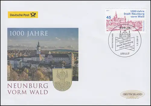 3290 Stadt Neunburg vorm Wald, Schmuck-FDC Deutschland exklusiv