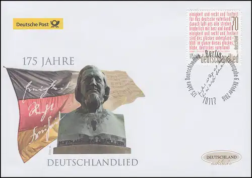 3263 Hoffmann von Fallesleben Deutschlandlied, Bijoux-FDC Allemagne exclusivement
