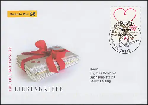 3259 Tag der Briefmarke: Liebesbriefe, Schmuck-FDC Deutschland exklusiv