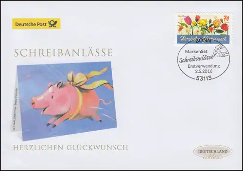 3244 Schreibanlässe: Glückwunsch, selbstklebend Schmuck-FDC Deutschland exklusiv