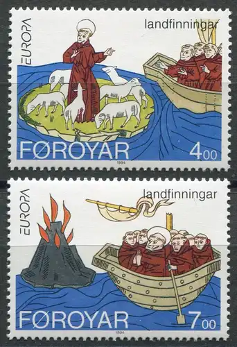 Europaunion 1994 Dänemark-Färöer 260-261II, ohne Namen, Satz ** / MNH