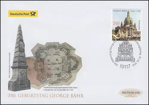 3219 George Bähr, nassklebend, Schmuck-FDC Deutschland exklusiv