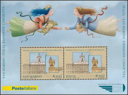 Saint-Marin Block 37 Exposition des timbres "Les deux républiques," ** / MNH
