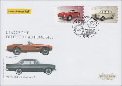 3147-3148 Automobile, selbstkl., BMW / Benz Schmuck-FDC Deutschland exklusiv