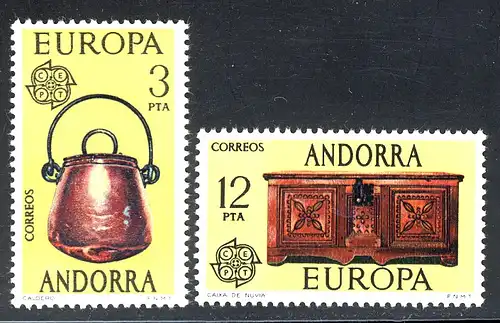 Union européenne 1976 Andorre (Post espagnol) 101-102, phrase ** / MNH