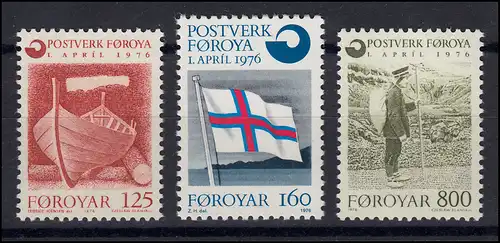 21-23 Dänemark-Färöer Jahrgang 1976 komplett, ** postfrisch