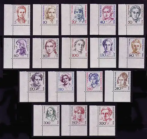 770ff Femmes 17 valeurs, coins en bas à gauche, ensemble **