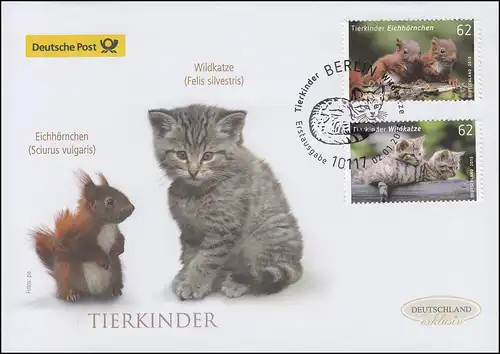 3124-3125 Eichhörnchen und Wildkatze, Satz auf Schmuck-FDC Deutschland exklusiv