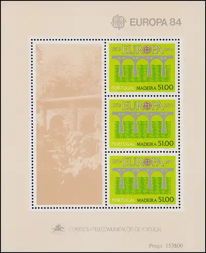 Portugal-Madeira Block 5 Europaunion CEPT Brücken 1984, **/MNH