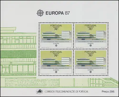 Portugal-Madeira Block 8 Europaunion CEPT Moderne Architektur 1987, ** / MNH