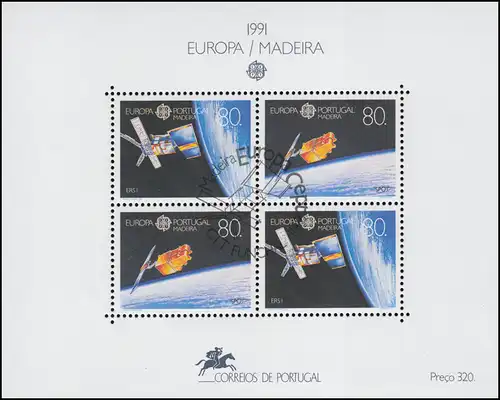 Portugal-Madeira Block 12 Europaunion CEPT Europäische Weltraumfahrt, ESSt 1992