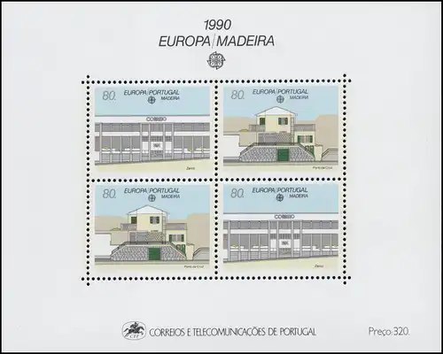 Portugal-Madeira Block 11 Europaunion CEPT Postamt Zarco 1990, ** / MNH