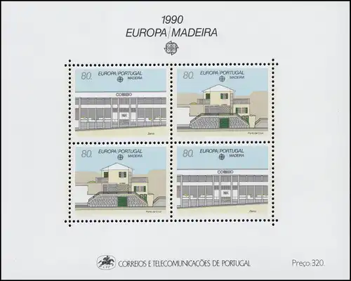 Portugal-Madeira Block 11 Union européenne CEPT Bureau de poste Zarco 1990, ** / MNH