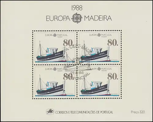 Portugal-Madeira Block 9 Europaunion CEPT Postboot Maria Cristina, ** / MNH