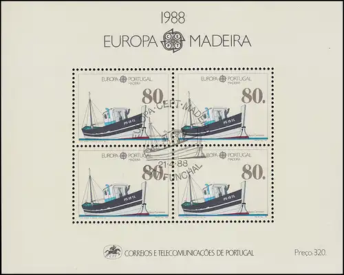 Portugal-Madeira Block 9 Union européenne CEPT Postboot Maria Cristina, ** / MNH