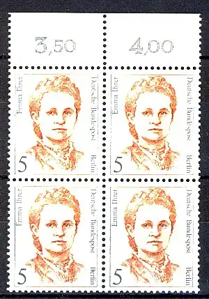 833 Frauen 5 Pf OR-Viererbl. ** postfrisch