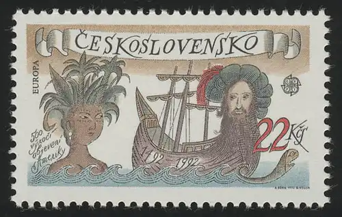 Europaunion 1992 Tschechoslowakei 3114, Marke ** / MNH