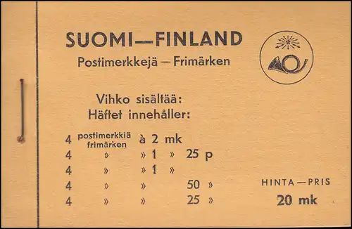 Finnland Markenheftchen Wappenlöwe auf glattem Grund 1936, ** postfrisch