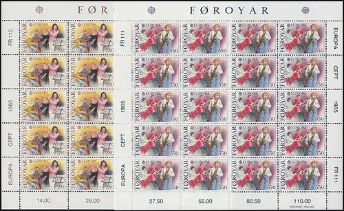 Dänemark-Färöer 116-117 Europaunion CEPT 1985 - Kleinbogen-Satz ** / MNH