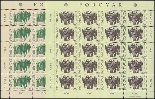 Dänemark-Färöer 63-64 Europaunion CEPT 1981 - Kleinbogen-Satz ** / MNH