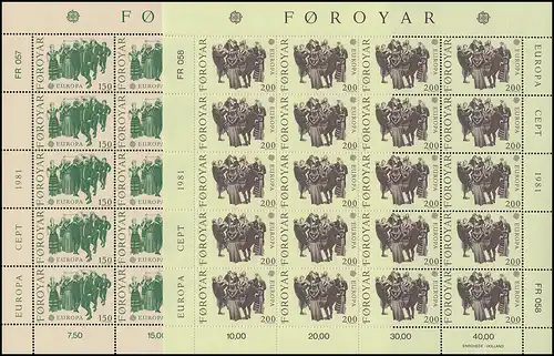 Danemark-Févriers 63-64 Union européenne CEPT 1981 - Taux de petites feuilles ** / MNH