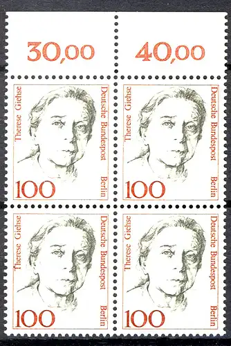 825 Frauen 100 Pf OR-Viererbl. ** postfrisch
