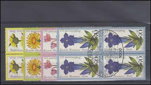 510-513 Wofa Alpenblumen 1975, Viererblöcke,  Satz ESSt Berlin