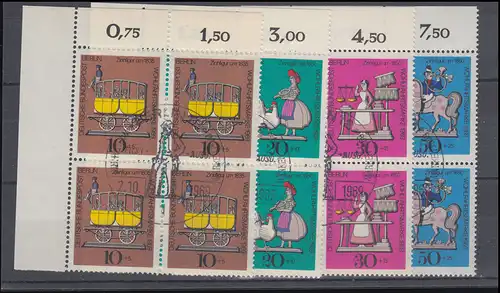 348-351 Wofa Zinnfiguren 1969, ER-Viererblöcke oben links, Satz ESSt Berlin