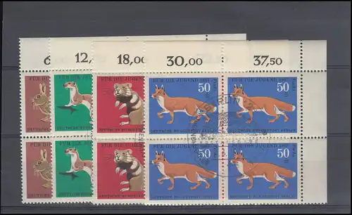 299-302 Jeunes animaux à fourrure 1967, ER-Vbl. en haut à droite, ensemble ESSt Berlin