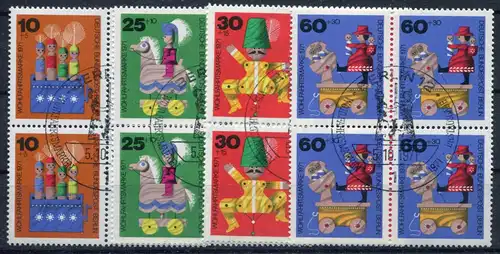 412-415 Wofa Vieux jouets en bois 1971, 4 blocs, ensemble ESSt Berlin