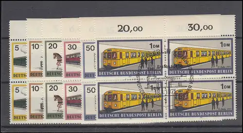 379-384 Berliner Schienenfahrzeuge 1971, OR-Viererblöcke, Satz ESSt Berlin