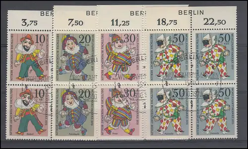 373-376 Wofa Marionettes 1970, OR-Vbl. avec tirage BERLIN, phrase ESSt Berlin