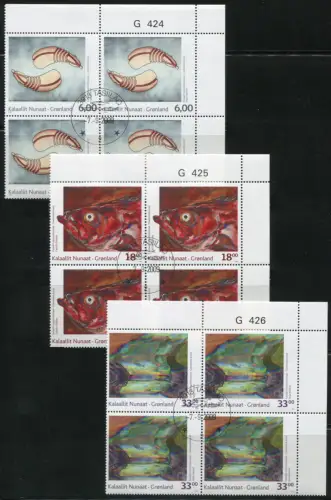 Grönland 537-539 Kunst: ER-Vbl-Satz oben rechts mit Bogenrandzudruck, ET-O