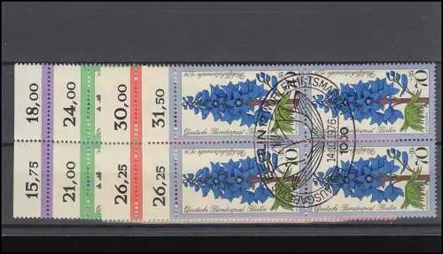 524-527 Wofa Gartenblumen 1976, OR-Viererblöcke,  Satz ESSt Berlin