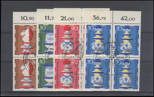 435-438 Wofa figures d'échecs 1972, OR-Quatrierblocks, ensemble ESSt Berlin