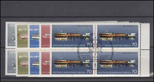 483-487 Transport de passagers à Berlin 1975, 4 blocs, ensemble ESSt Berlin